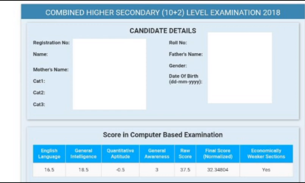 SSC CHSL Score Card How To Download SSC CHSL Marksheet